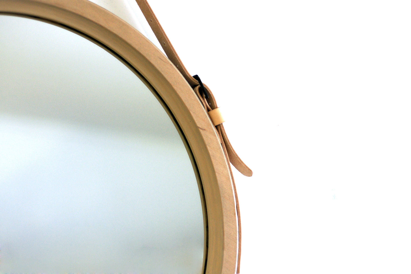 Round Mirror / Leather Circle Mirror / Scandinavian Style Mirror / Minimalist Modern Style / Strap Wall Mirror / Loft Style Mirror "Oslo"