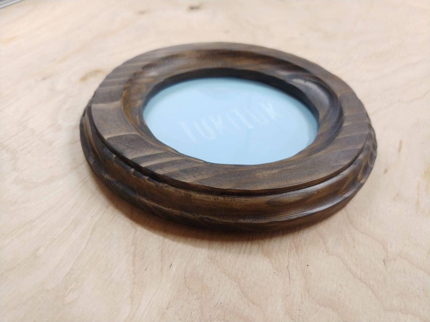 Handcrafted round frame, Wooden picture frame, Frame for wall, Wood frame home decor, Hallway rustic frame, Living room circle frame "Rouen"