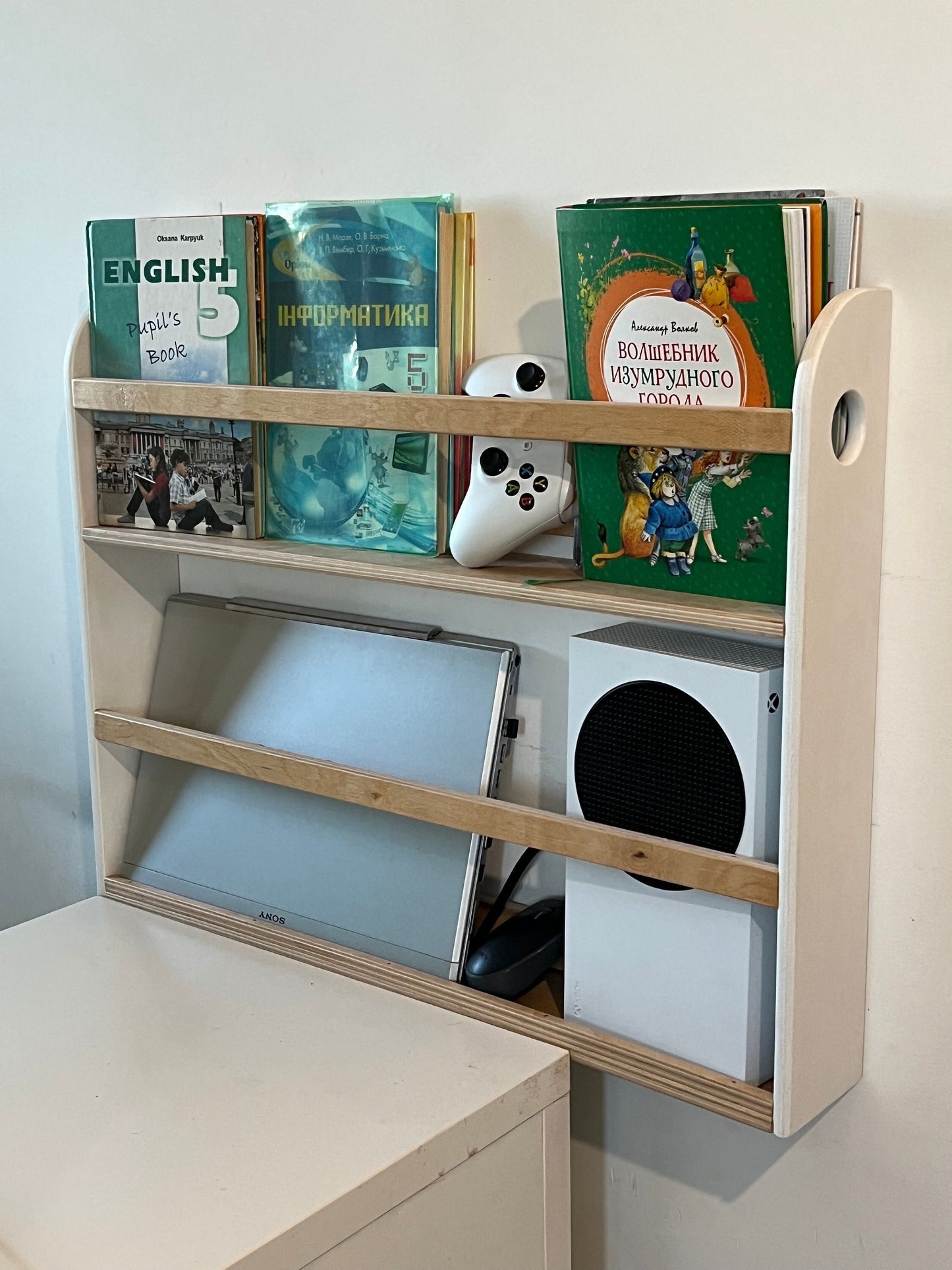Modern kids bookshelf from wood, Large montessori bookcase, Childrens toy shelf, Montessori book shelf, Wooden toy storage, Baby book shelf