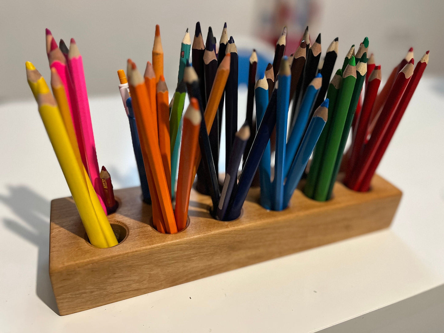 Тримач для олівців з масиву дерева, тримач для кольорових олівців, розмальовка для дорослих, органайзер для художніх олівців, дерев’яний настільний органайзер, коробка для ручок, настільне зберігання, тримач для ручок