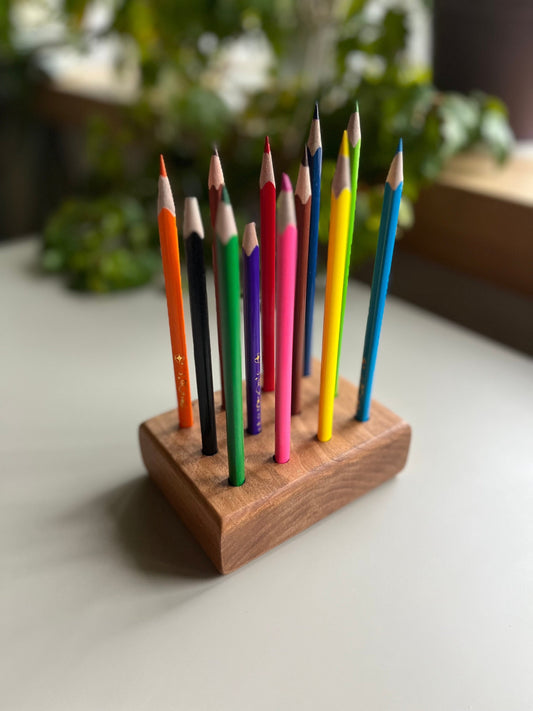 Wood pencils holder box, Wood boxing color pencil holder, Solid wood organizer pencil, Child pencil box, Desk storage, table pencil holder,