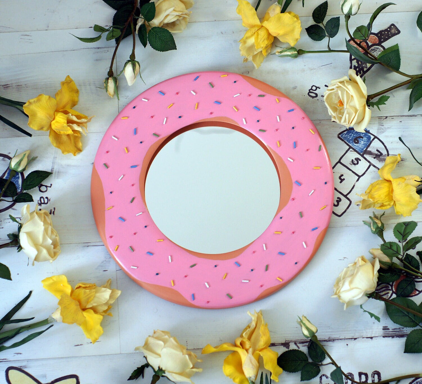 Childrens mirror for wall, Wall mirror for kids room, Unique candy mirror, Donuts frame mirror for kids room, Sweety mirror for baby